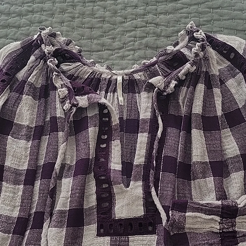 Free People Honey Grove Plaid Blouse  - Size XS